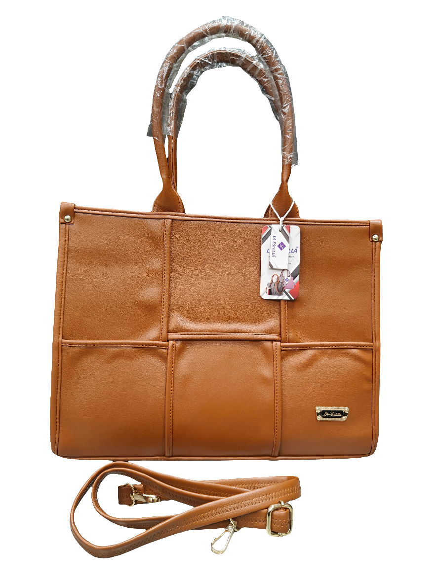 Premium Tan Panel-Stitched Tote Bag – Elegant & Spacious Everyday Companion