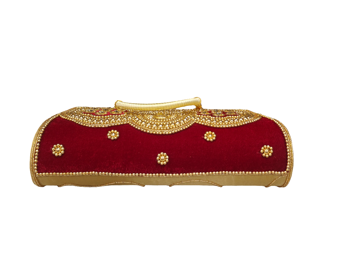 ✨ Royal Red & Gold Embellished Potli Clutch | PS0008