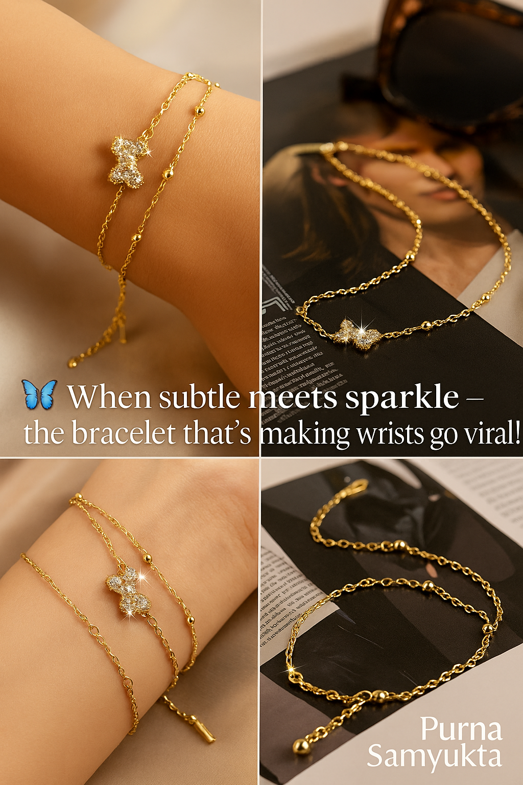 Golden Flutter Charm Bracelet