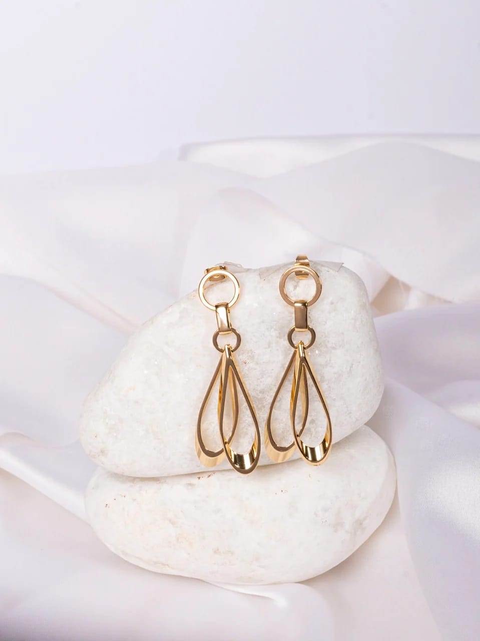 Golden Teardrop Luxe Earrings - 18K Gold Plated | Purna Samyukta Exclusive | PS0001