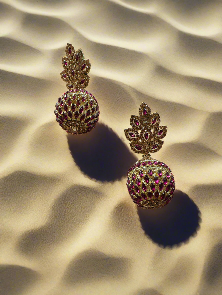 🍇 Pomegranate Glam – Ruby Statement Earrings