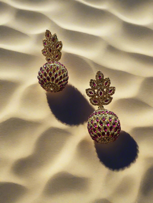 🍇 Pomegranate Glam – Ruby Statement Earrings