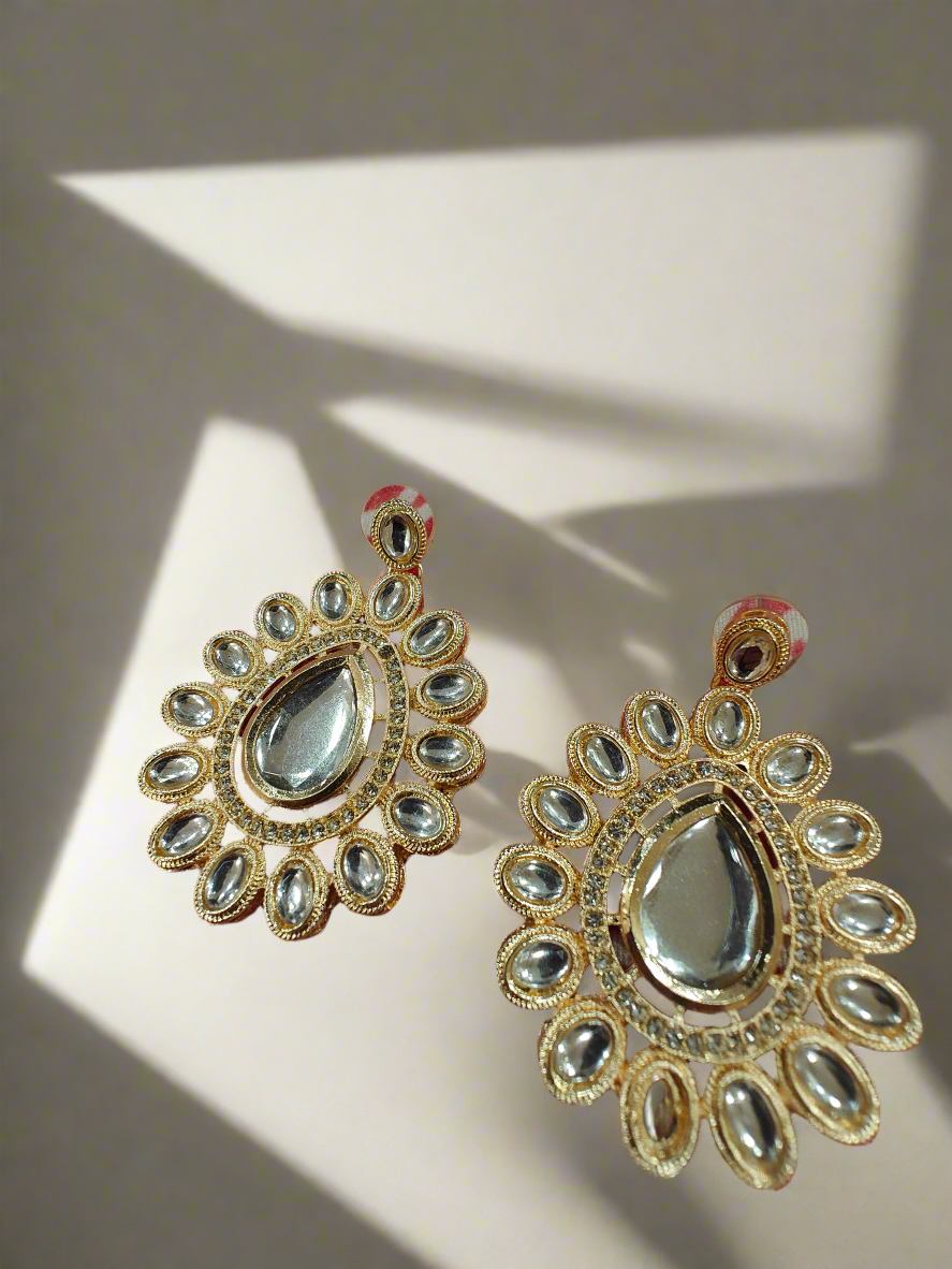 Royal Mirror Polki Necklace Set – Turquoise Pearl Edition