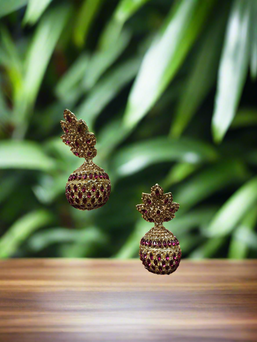 🍇 Pomegranate Glam – Ruby Statement Earrings