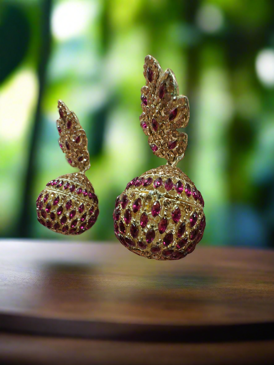 🍇 Pomegranate Glam – Ruby Statement Earrings