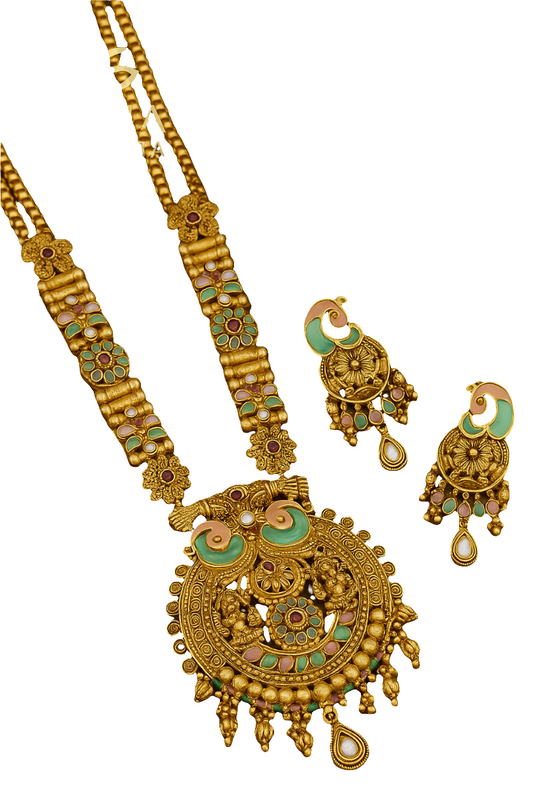 The Royal Riwaayat – Antique Rajwadi Long Necklace Set |PS0002