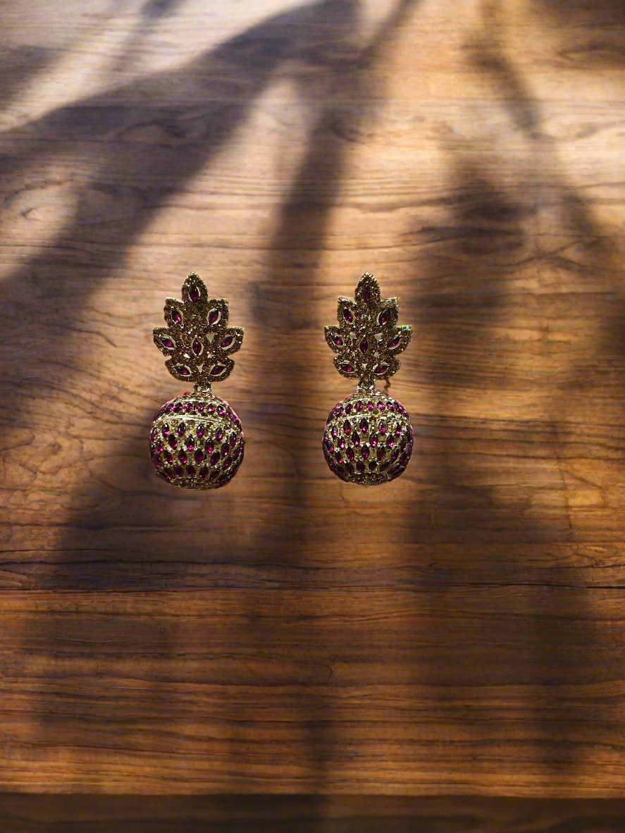 🍇 Pomegranate Glam – Ruby Statement Earrings
