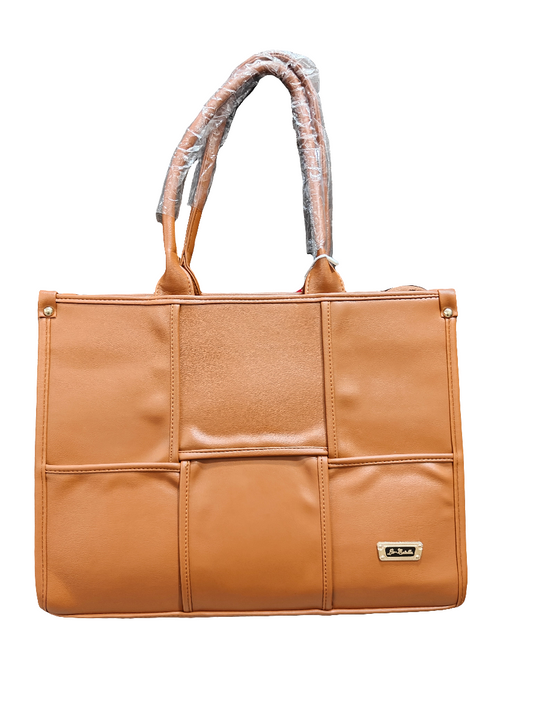Premium Tan Panel-Stitched Tote Bag – Elegant & Spacious Everyday Companion