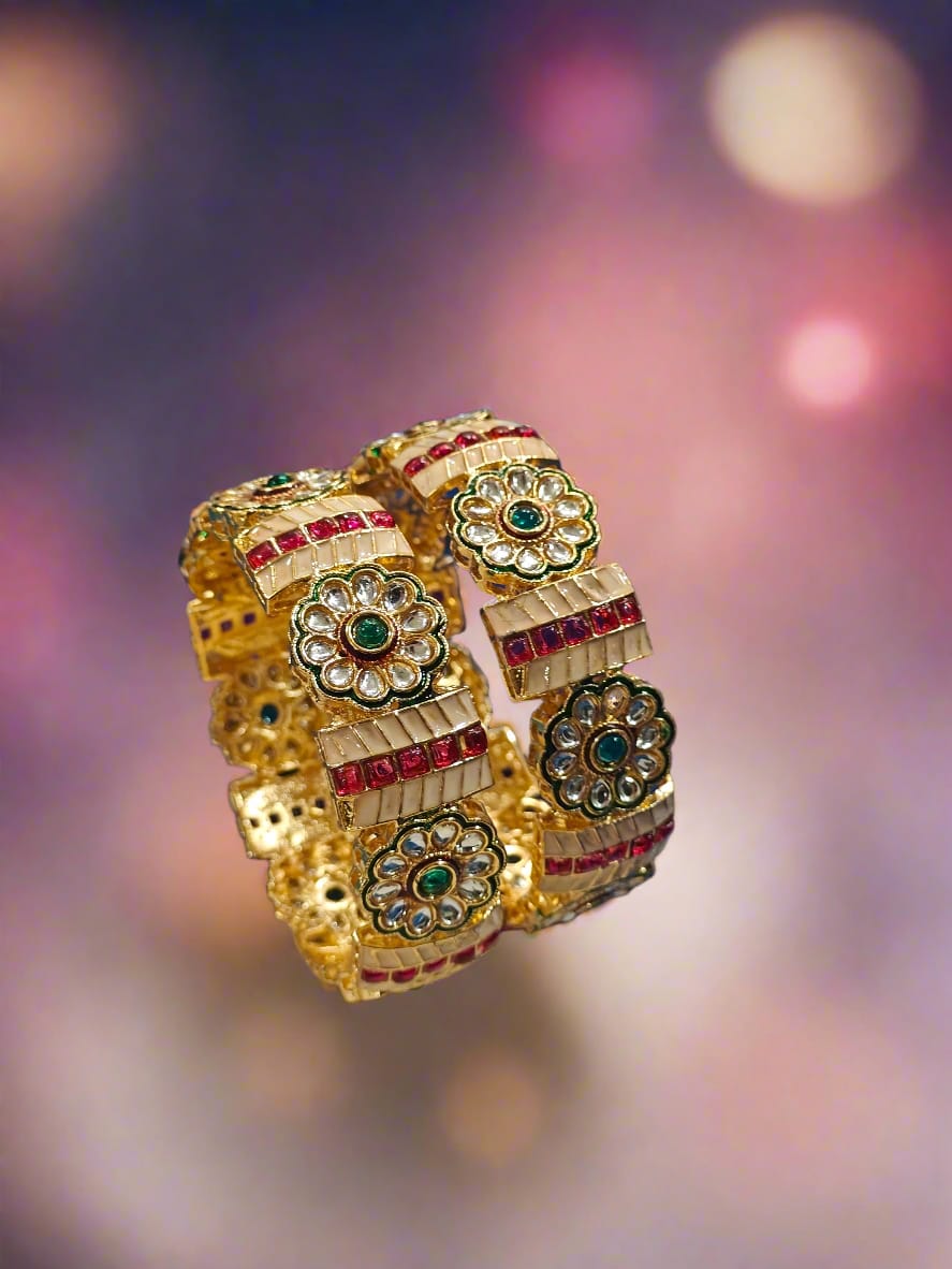 Royal Kundan Floral Bangles – Festive Gift Edition