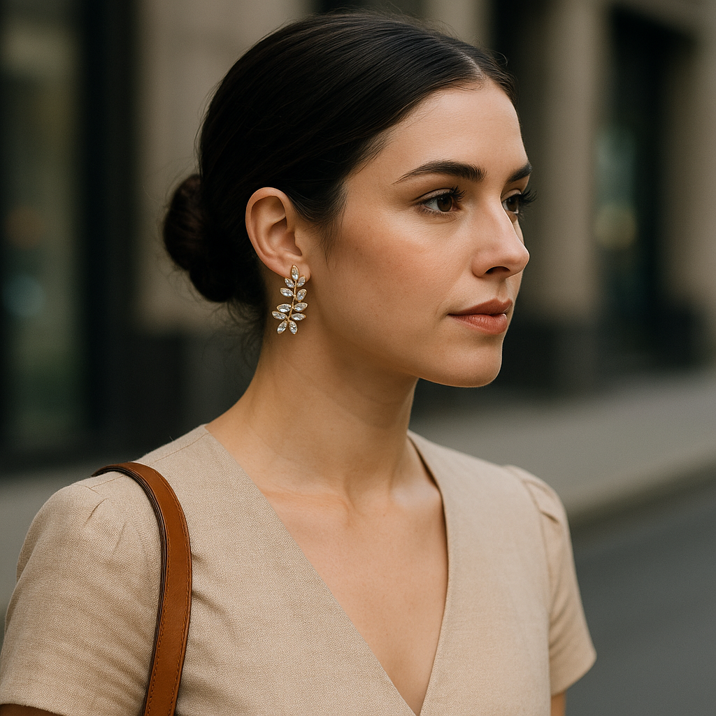 Golden - Diamond leaf  🌿 Premium Earrings