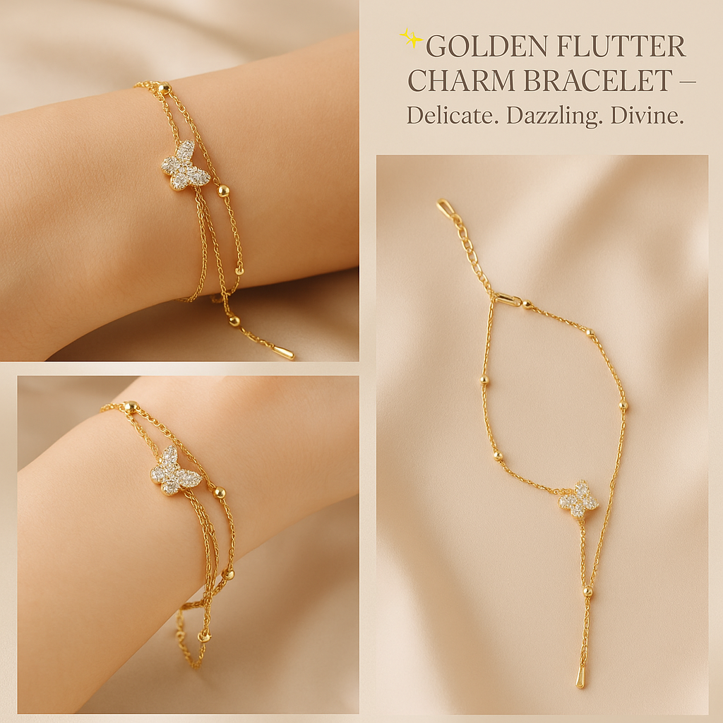 Golden Flutter Charm Bracelet