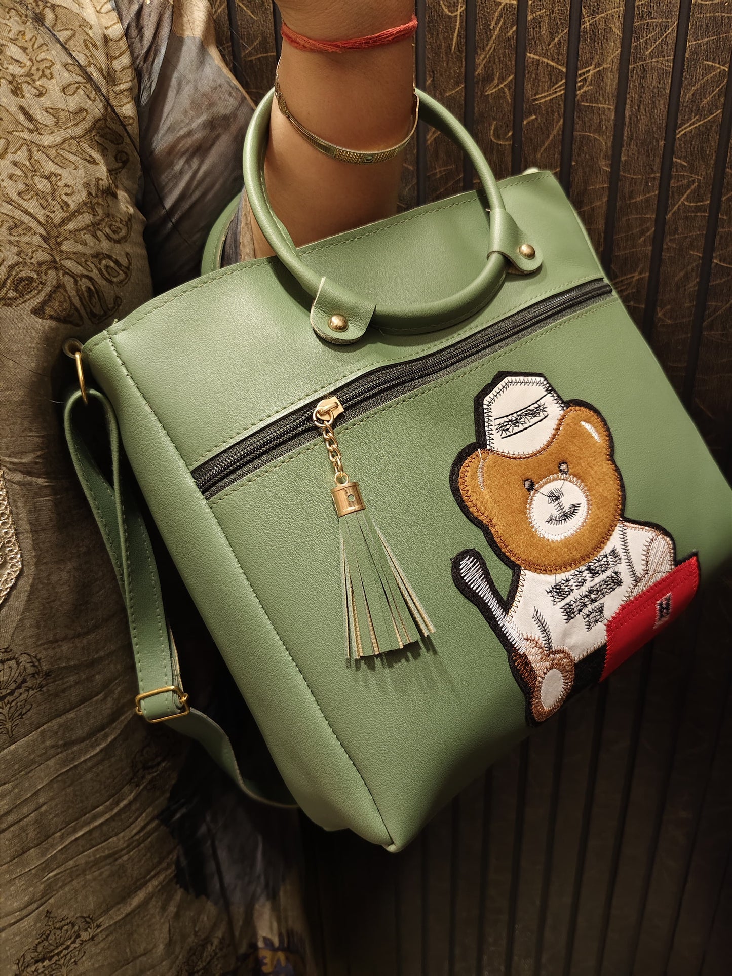 Teddy Chic Tote Bag – Pastel Green PS|0012