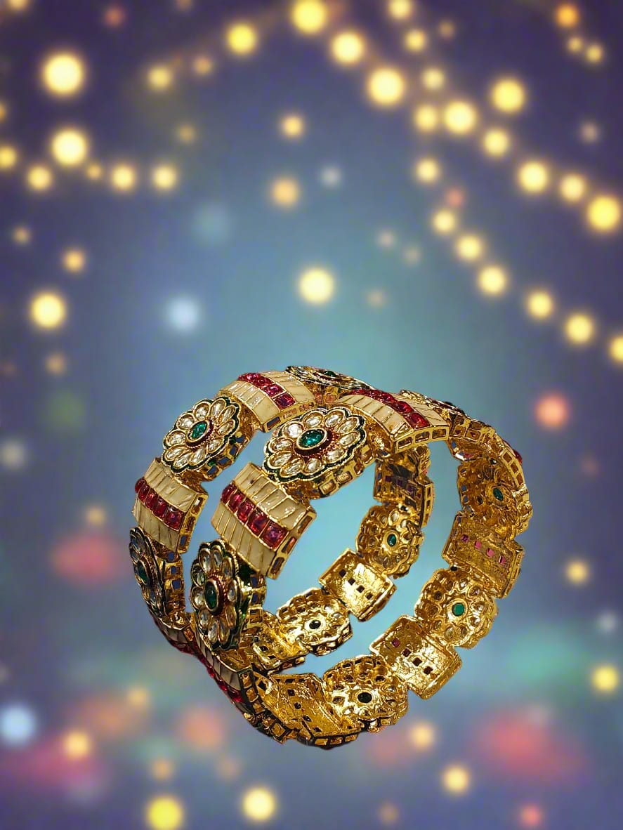 Royal Kundan Floral Bangles – Festive Gift Edition