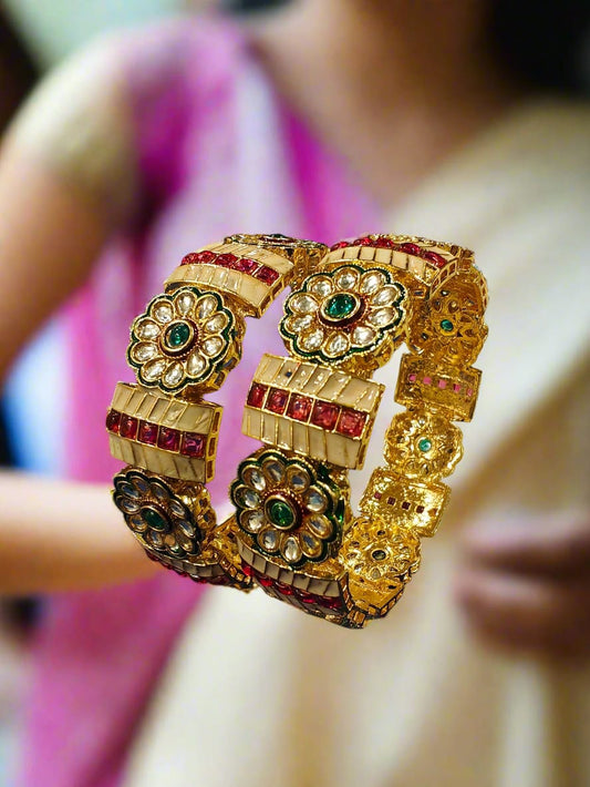 Royal Kundan Floral Bangles – Festive Gift Edition