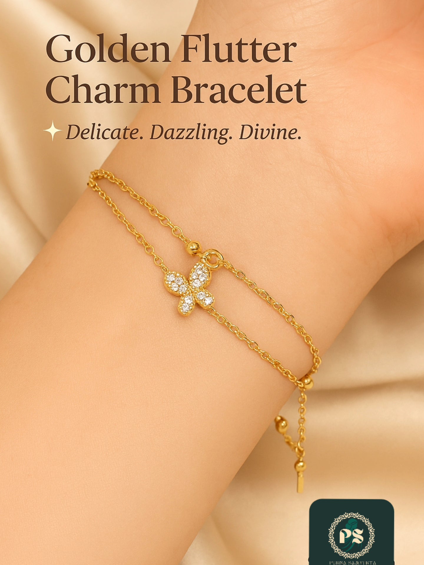 Golden Flutter Charm Bracelet